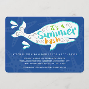 Baleine   Invitation de fête d'anniversaire