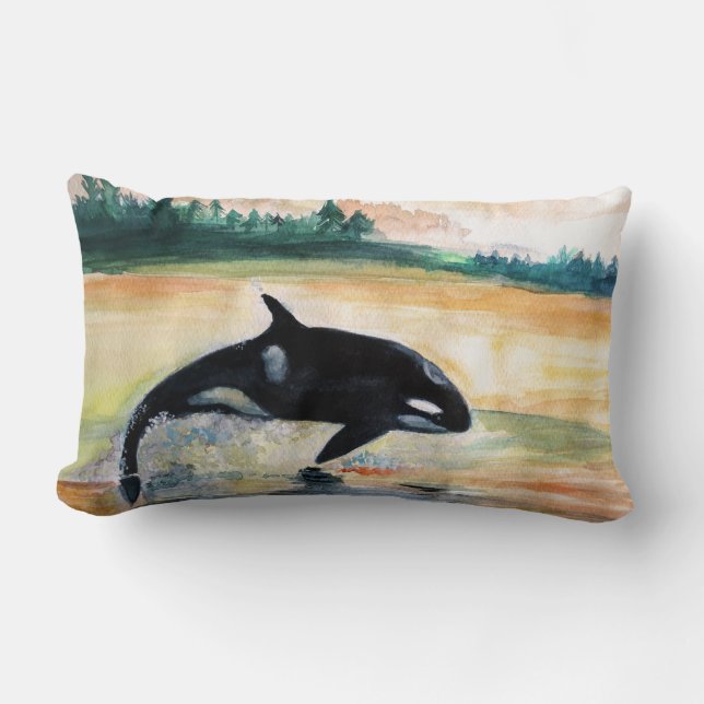 Baleine Jumping Orca Lumbar Coussin 33 cm x 53 cm (Recto)