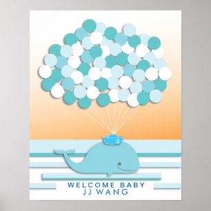 Baleine   Livre d'or pour une baby shower à imprim