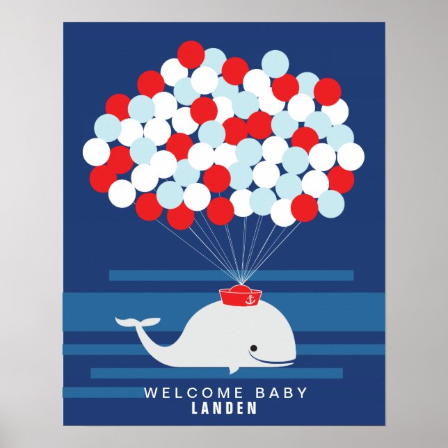 Baleine | Livre d'or pour une baby shower à imprim (Devant)