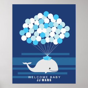 Baleine   Livre d'or pour une baby shower à imprim