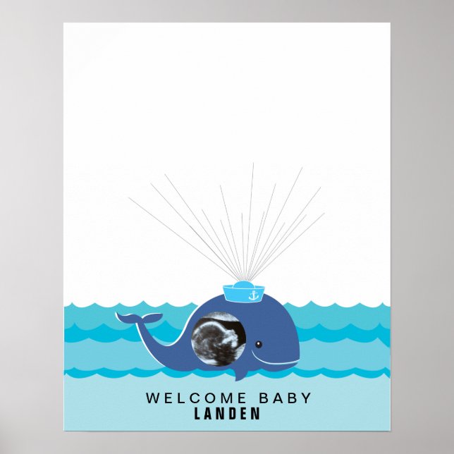 Baleine | Livre d'or pour une baby shower à imprim (Devant)
