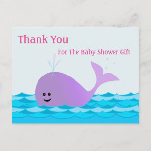 Baleine, Merci fille Baby shower carte postale