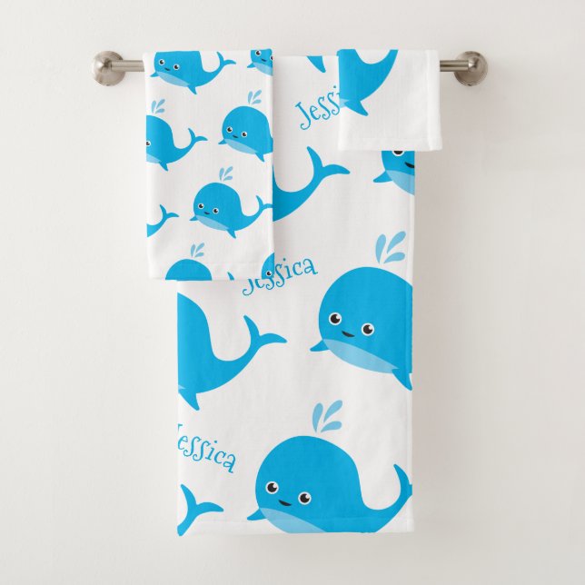 Baleine mignonne de bébé avec le nom fait sur (En situation)