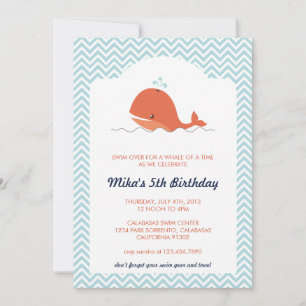 Baleine nage été Anniversaire Fête Invitation