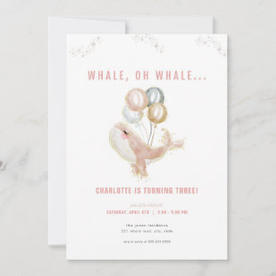 Baleine rose Oh Baleine Anniversaire Invitation