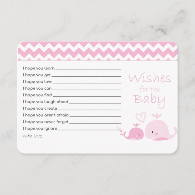 Baleine rose Voeux pour la carte bébé (Devant)