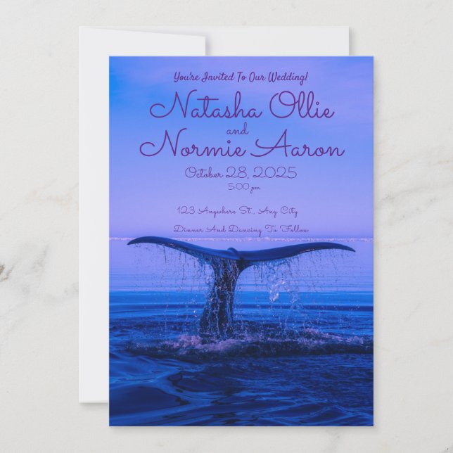 Baleine Sea Beach Invitations de mariage (Devant)