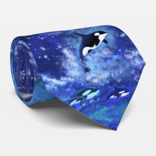 Baleine tueuse Cravate bleu océan