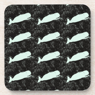 baleines blanches dessous de verre noir