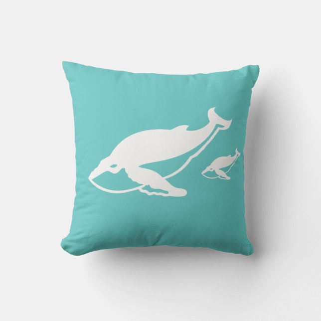 baleines blanches sur coussin bleu turquoise (Recto)