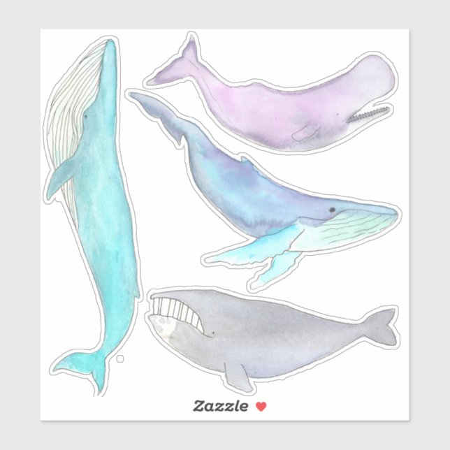 Baleines... Stickers baleine (Feuille)