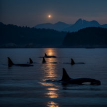 Baleines tueuses à la nuit - Orca Jigsaw Puzzle