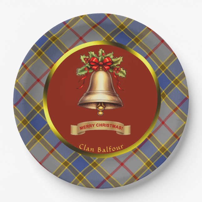 Balfour Tartan Personalisiert Weihnachten Pappteller (Vorderseite)