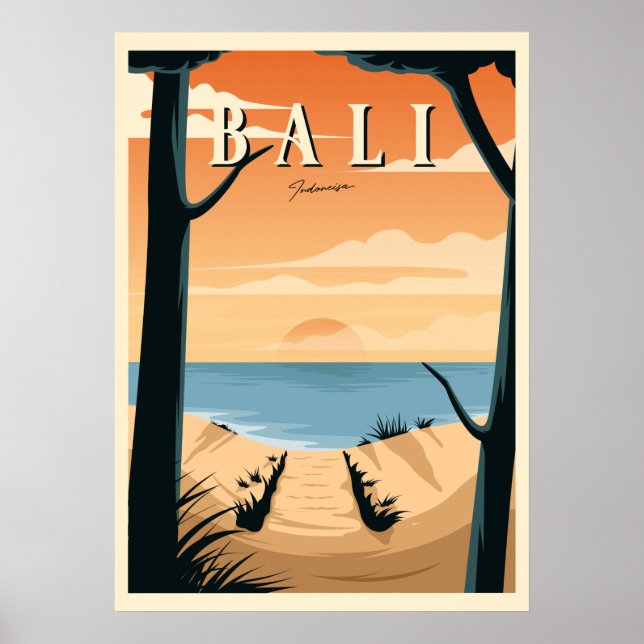 Bali Beach Sunset Vintage Poster (Vorne)