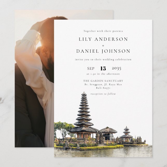 Bali Destination Photo Wedding Einladung (Vorne/Hinten)