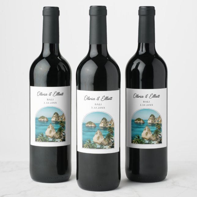Bali Gastgeschenk Hochzeit Personalisiert Weinetikett (Flaschen)