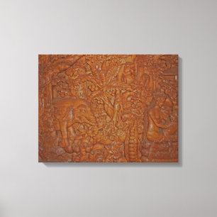 Bali-Holz, das einzigartige Kunst schnitzt Leinwanddruck