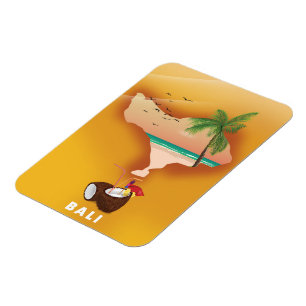 Bali illustrierte Karte Magnet