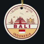 Bali Indonesia City Skyline Emblem Keramik Ornament<br><div class="desc">Bali minimalistisch, bunt Kunstdesign mit Denkmälern und Sehenswürdigkeiten der Stadt in Indonesien.</div>