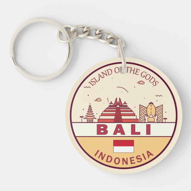 Bali Indonesia City Skyline Emblem Schlüsselanhänger (Vorderseite)