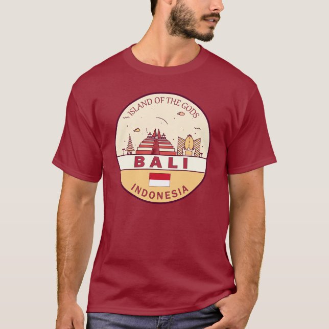 Bali Indonesia City Skyline Emblem T-Shirt (Vorderseite)