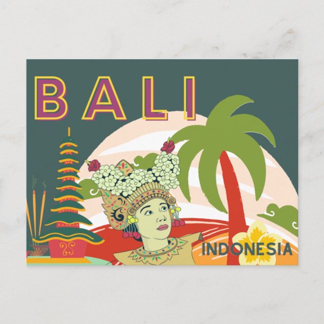 Bali Indonesia Holiday Postcard Postkarte (Vorderseite)