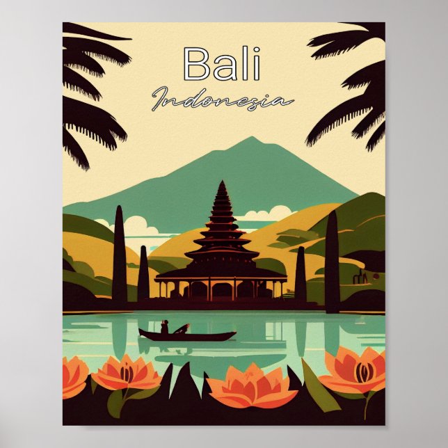 Bali Indonesia Minimalistisch Vintag Art Poster (Vorne)