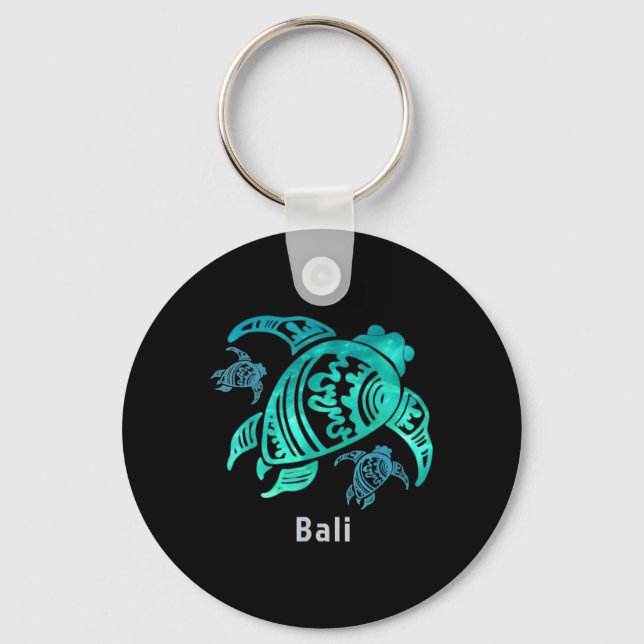 Bali Indonesia Sea Blue Tribal Turtle Schlüsselanhänger (Vorderseite)