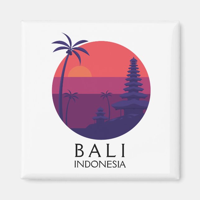 Bali Indonesia Temple Vintage Travel Magnet (Vorne)