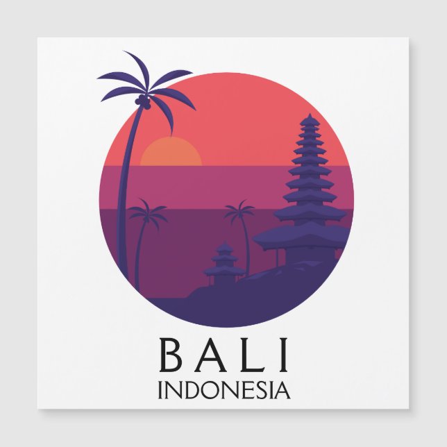 Bali Indonesia Temple Vintage Travel Magnetkarte (Vorderseite)