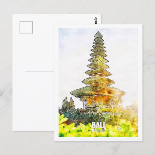 Bali Indonesia Travel Place Watercolor Postkarte