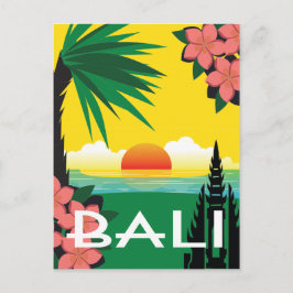 Bali Indonesia Vintage Style Illustration Postkarte