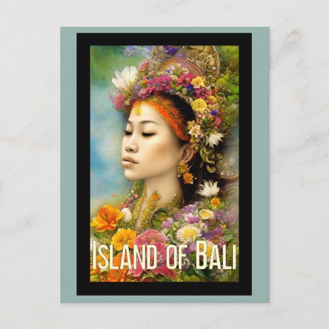 Bali Indonesia Woman Floral Travel Postkarte (Vorderseite)