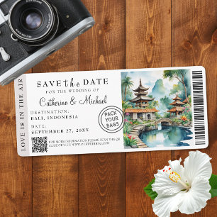 Bali Indonesien Bordkarte Zielort Save The Date