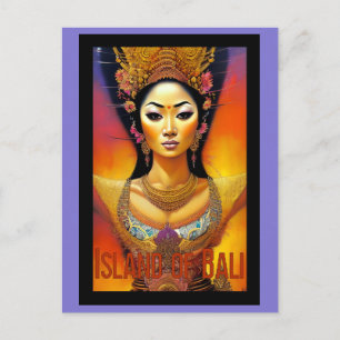 Bali Indonesien Frau Farbige Reise Postkarte