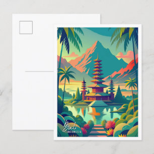 Bali Indonesien Kunst Vintage Reiseillustration Postkarte