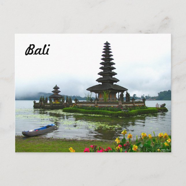 Bali, Indonesien - Pura Ulun Danu, Bratan-See Postkarte (Vorderseite)