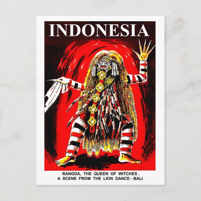 Bali, Indonesien. Rangda, die Hexenkönigin. Postkarte (Vorderseite)