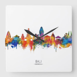 Bali Indonesien Skyline Quadratische Wanduhr