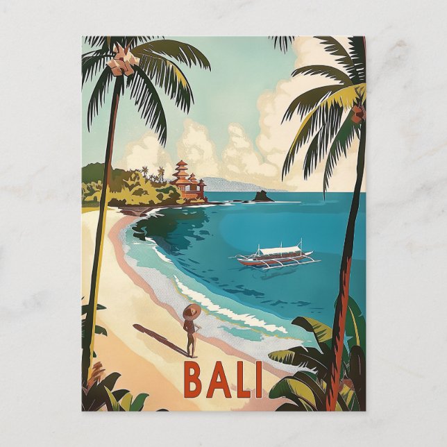 Bali, Indonesien Vintag Postkarte (Vorderseite)