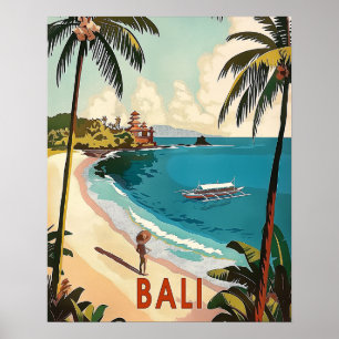 Bali, Indonesien Vintage Poster