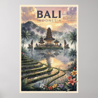 Bali Indonesien Vintage Reise Poster