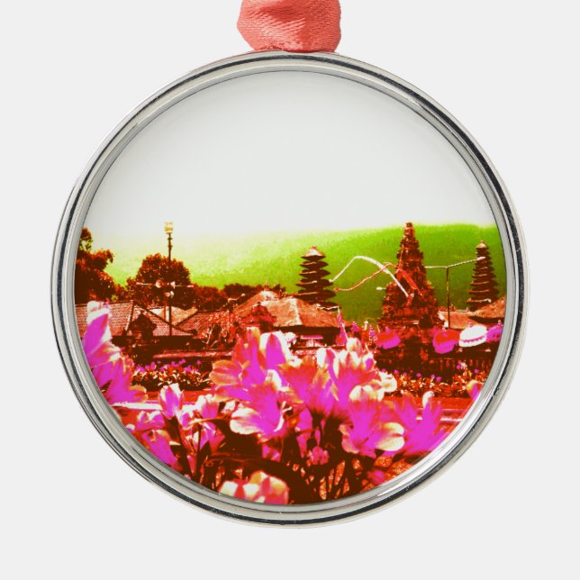 Bali-Insel-Paradies Silbernes Ornament (Vorne)