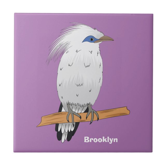 Bali Myna Tropenvogel Fliese (Vorderseite)