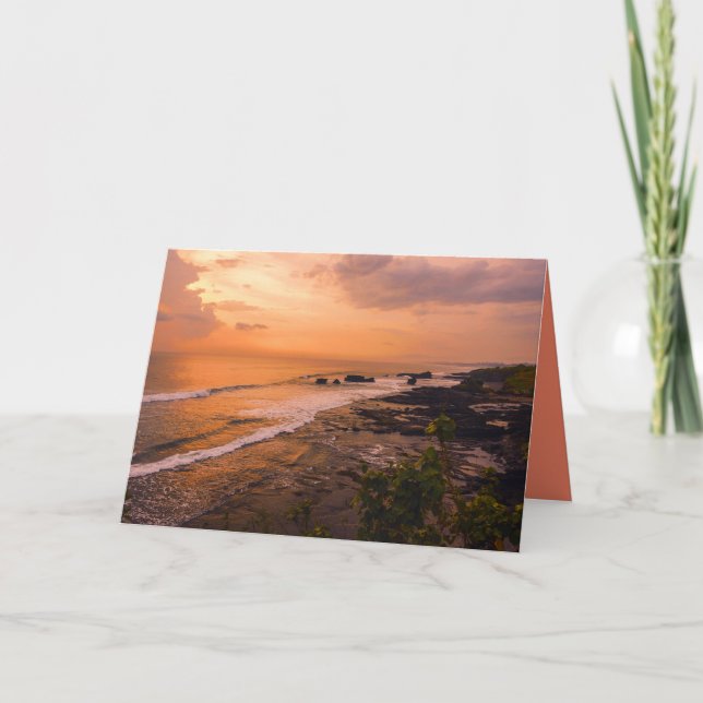 Bali Sea Wave Sunset Beach Shore Island Karte (Vorderseite)