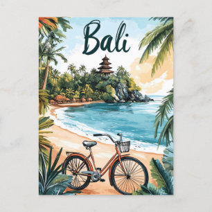 Bali-Strand mit Fahrrad - Tropisches Reiseziel Feiertagspostkarte