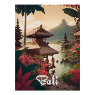 Bali Tempel Reiseplakat Poster