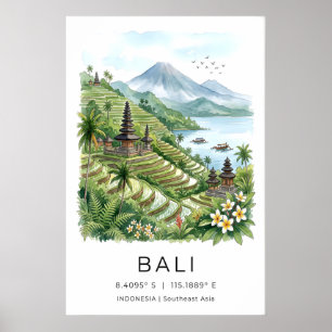 Bali-Wandkunst Druck Terrassierte Reisfelder und P Poster