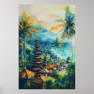 Bali-Wasserfarbe Vintage-Reiseposter Ski-Nationalp Poster